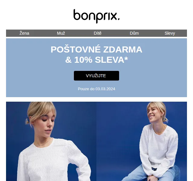 bonprix: 10% sleva a poštovné zdarma – červen 2026 | Nuslet.cz