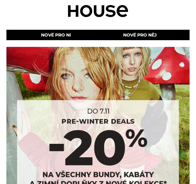 HOUSE: Sleva 20 % na bundy a kabáty – červen 2026 | Nuslet.cz