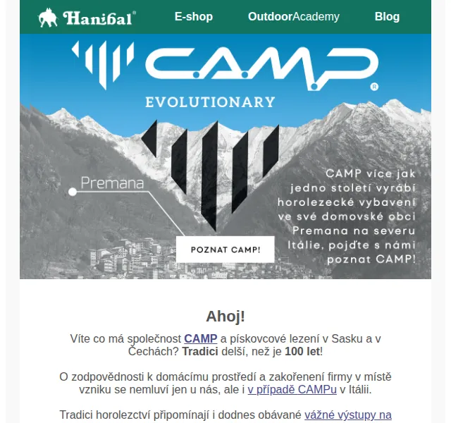 Hanibal.cz: Vybavení CAMP na lezeckou dovolenou – červen 2026 | Nuslet.cz