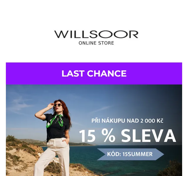 Košile Willsoor: sleva 15 % při nákupu nad 2 000 Kč – červen 2026 | Nuslet.cz