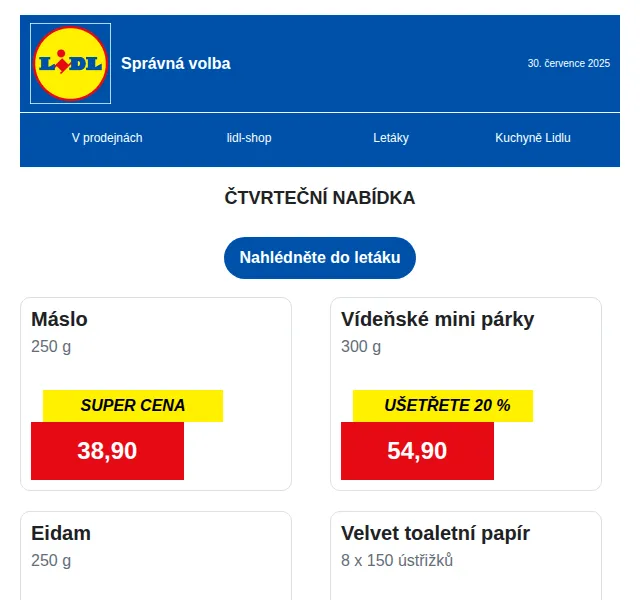 Lidl: Čtvrteční nabídka s úsporou 20 % – červen 2026 | Nuslet.cz