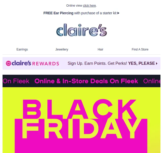 Claire's: Black Friday slevy – červen 2026 | Nuslet.cz