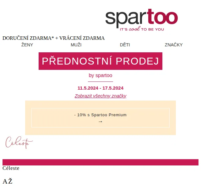 Spartoo: slevy až -50 % na Céleste, Emporio Armani a Fluchos – červen 2026 | Nuslet.cz
