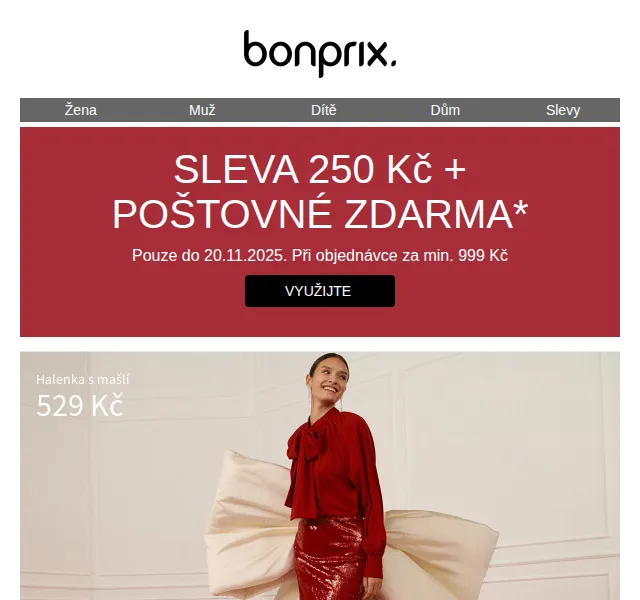 bonprix: SLEVA 250 Kč + poštovné zdarma – červen 2026 | Nuslet.cz