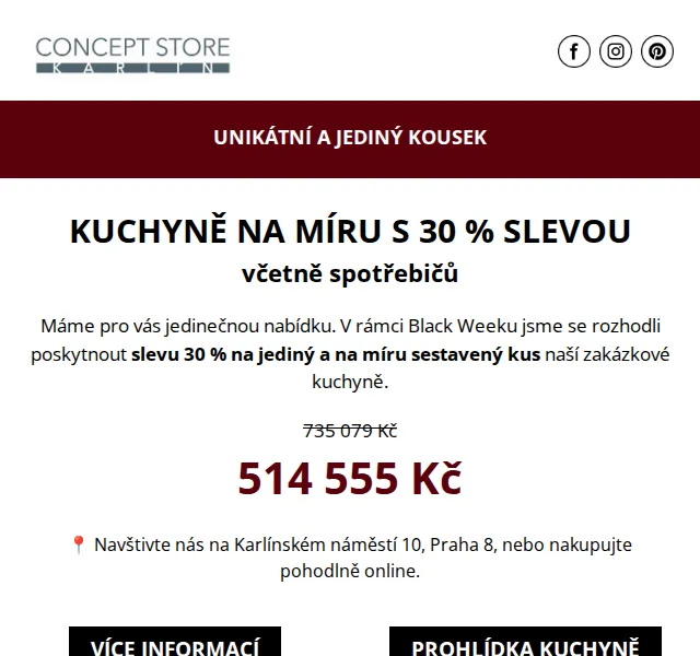 Karolína z cskarlin.cz: Zakázková kuchyně se slevou 30 % – červen 2026 | Nuslet.cz