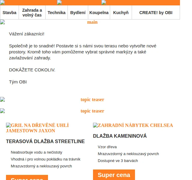 OBI Novinky: zahradní technika a terasová dlažba od 699 Kč – červen 2026 | Nuslet.cz