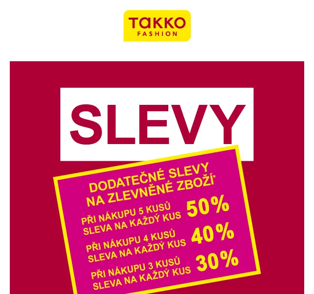Takko Fashion: Sleva až 50 % na již zlevněné zboží – prosinec 2023 | Nuslet.cz