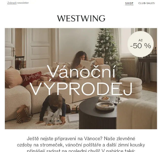 Westwing: Až -50 % ve vánočním výprodeji – červen 2026 | Nuslet.cz