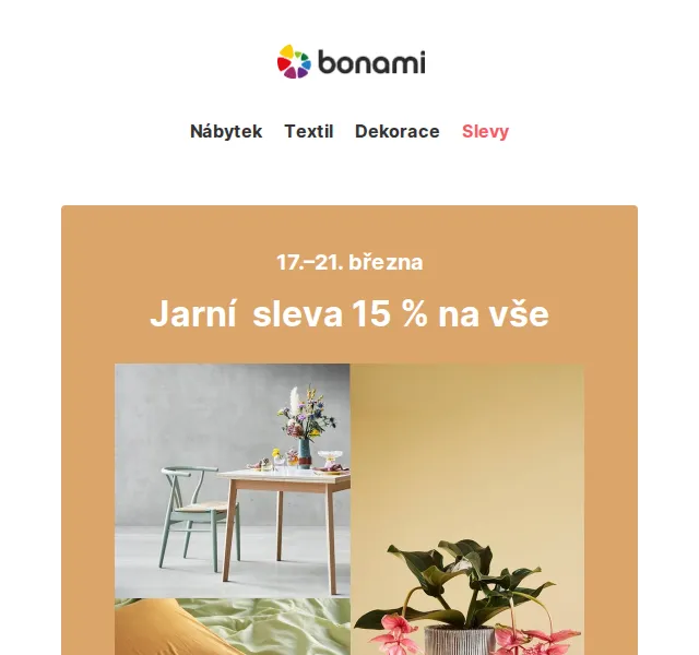 Bonami: Jarní sleva 15 % na vše – březen 2026 | Nuslet.cz