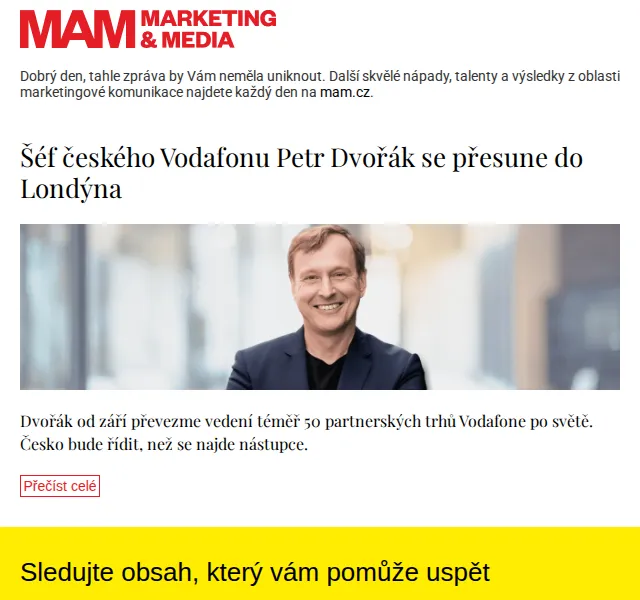Marketing & Media: Šéf Vodafonu odchází do Londýna – červenec 2026 | Nuslet.cz