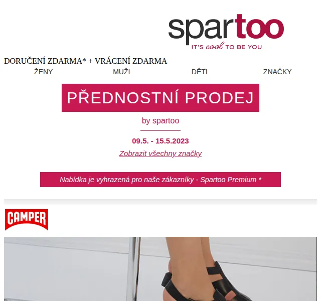 Spartoo: Sleva až -50 % na Camper, Tommy Hilfiger – červen 2026 | Nuslet.cz