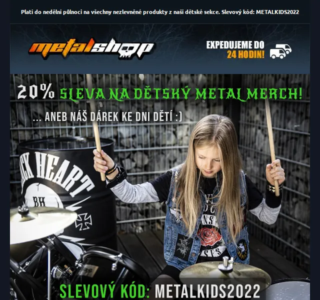 METALSHOP: 20% sleva na dětský metal merch – červen 2026 | Nuslet.cz