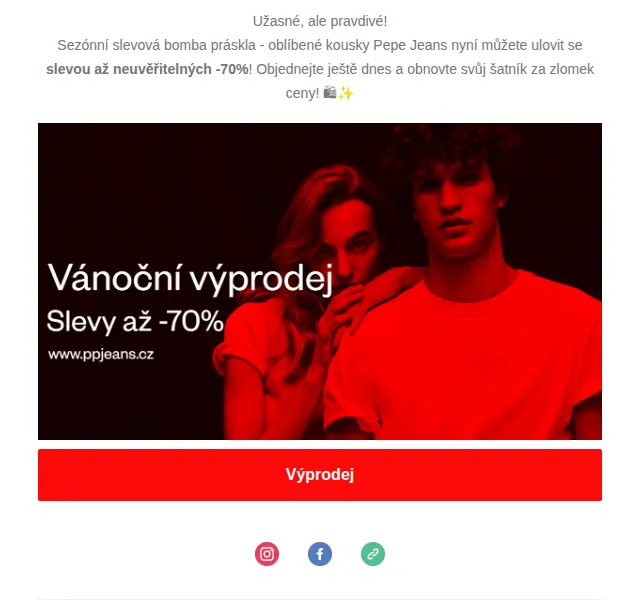 Pepe Jeans: Vánoční výprodej se slevou až -70 % – červen 2026 | Nuslet.cz