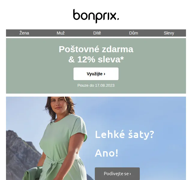 Bonprix: 12% sleva + doprava zdarma – červenec 2026 | Nuslet.cz