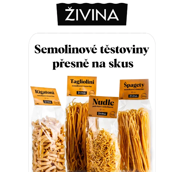 Živina: Semolinové těstoviny PASTASTORY od 89 Kč – červen 2026 | Nuslet.cz