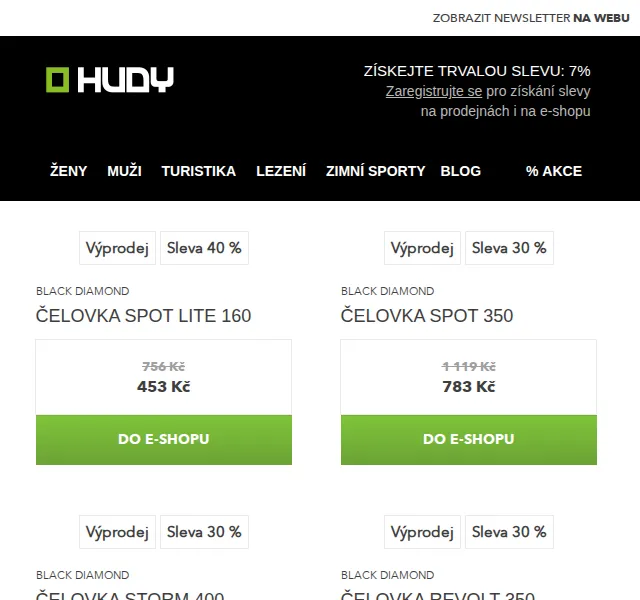Hudy: Black Diamond výprodej čelovek a svítilen – červen 2026 | Nuslet.cz