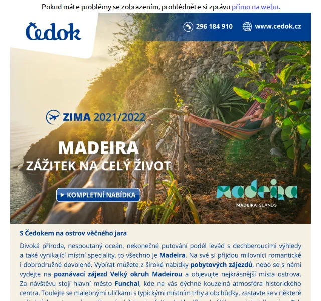 Čedok: Leťte v zimě na Madeiru – červen 2026 | Nuslet.cz