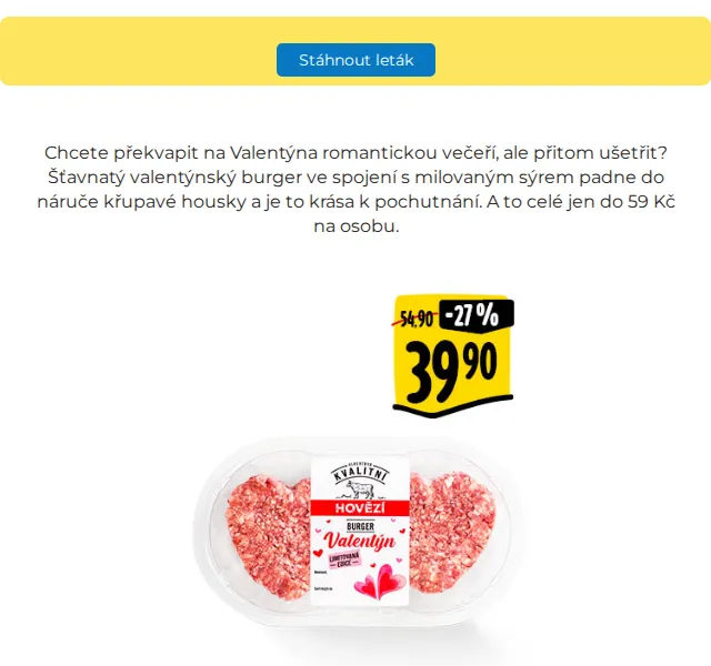 Albert: Valentýnský burger za 59 Kč a dárečky – červen 2026 | Nuslet.cz