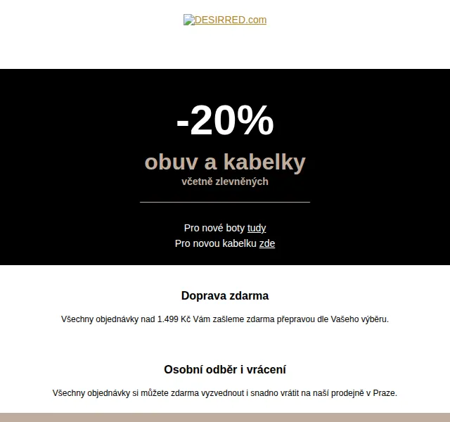 DESIRRED: -20 % na obuv a kabelky – červen 2026 | Nuslet.cz