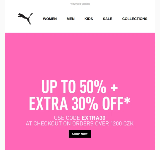 PUMA: sleva až 50 % + 30 % extra kódem – červen 2026 | Nuslet.cz