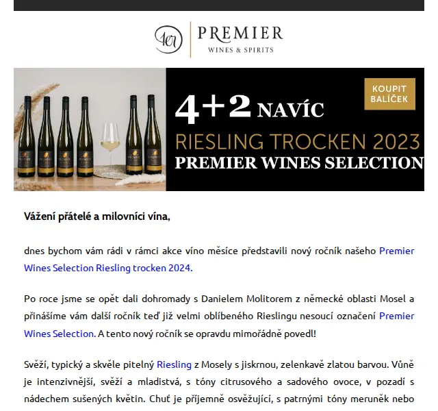 Premier Wines & Spirits: Riesling trocken 2024 – akce 4+2 – červen 2026 | Nuslet.cz