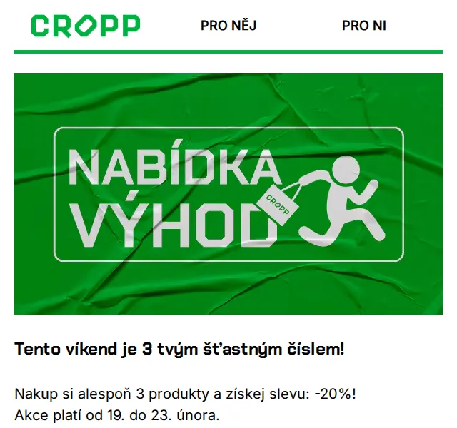 Cropp: -20% sleva na vybrané produkty – duben 2026