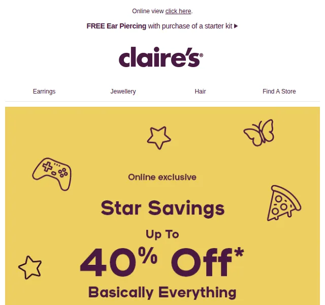 Claire's: Buy 3 Get 3 FREE + piercing zdarma – červen 2026 | Nuslet.cz