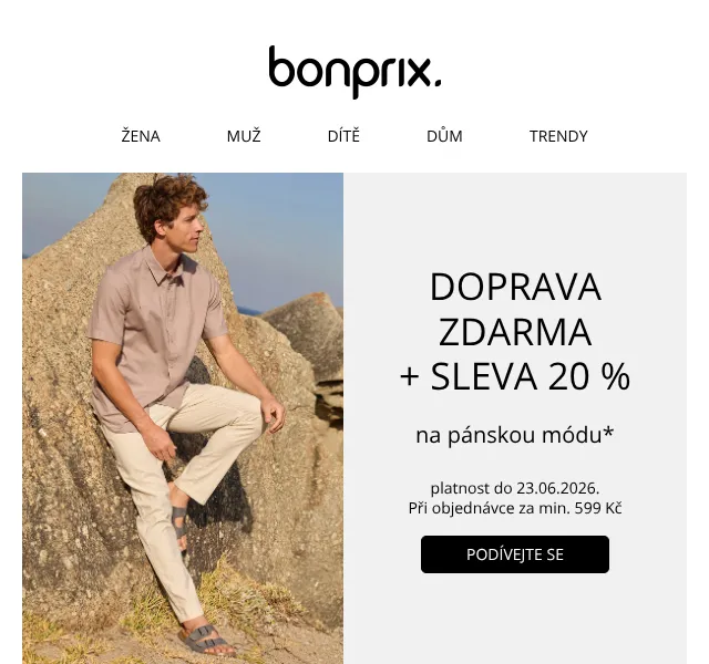 Bonprix: Pánská móda se slevou 20 % – červen 2026 | Nuslet