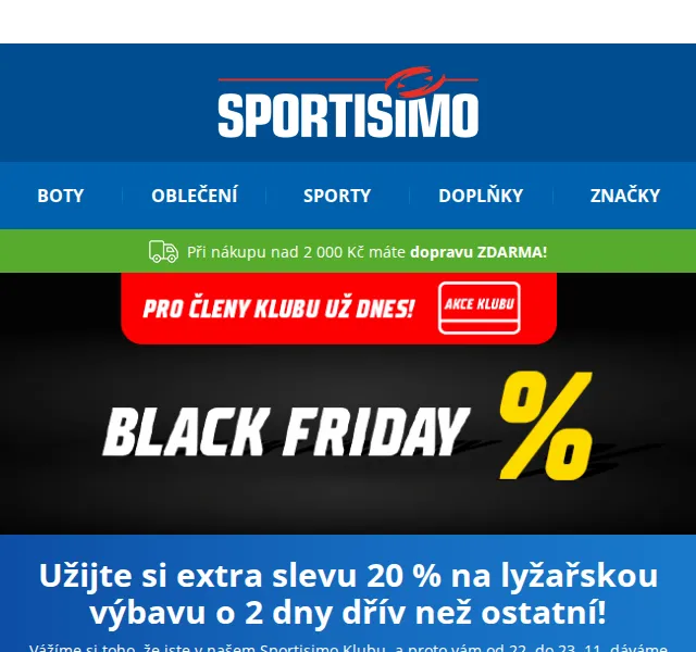 Sportisimo: Black Friday sleva 20 % na lyžařskou výbavu – červen 2026 | Nuslet.cz