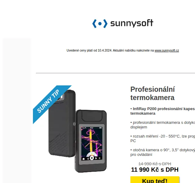 Sunnysoft: Slevy na termokameru, detektor, držák do auta – červen 2026 | Nuslet.cz