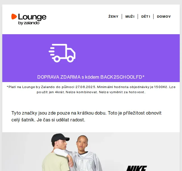 Lounge by Zalando: sleva až 80 % na Nike, Mango, Levi's – duben 2026