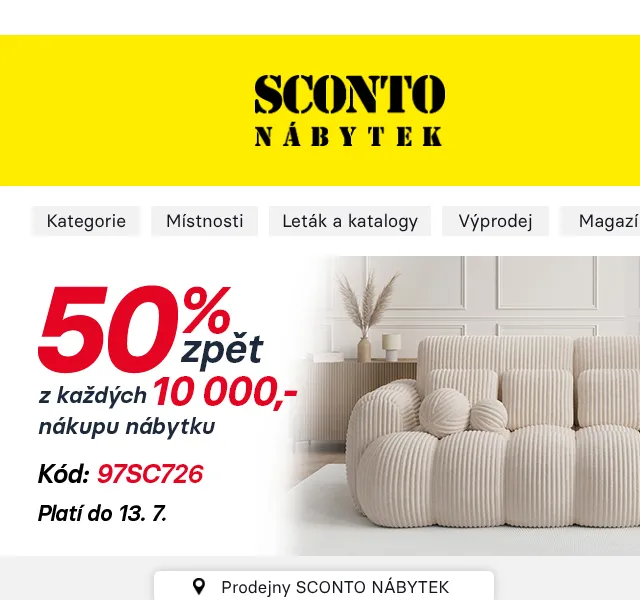 Sconto: 50 % sleva z nákupu – červenec 2026 | Nuslet