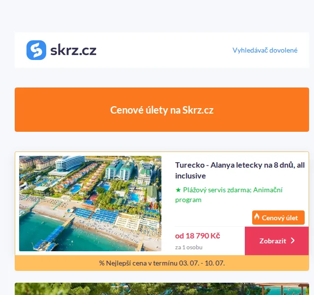 Skrz.cz: Cenové úlety a soutěž o dovolenou – červenec 2026 | Nuslet.cz
