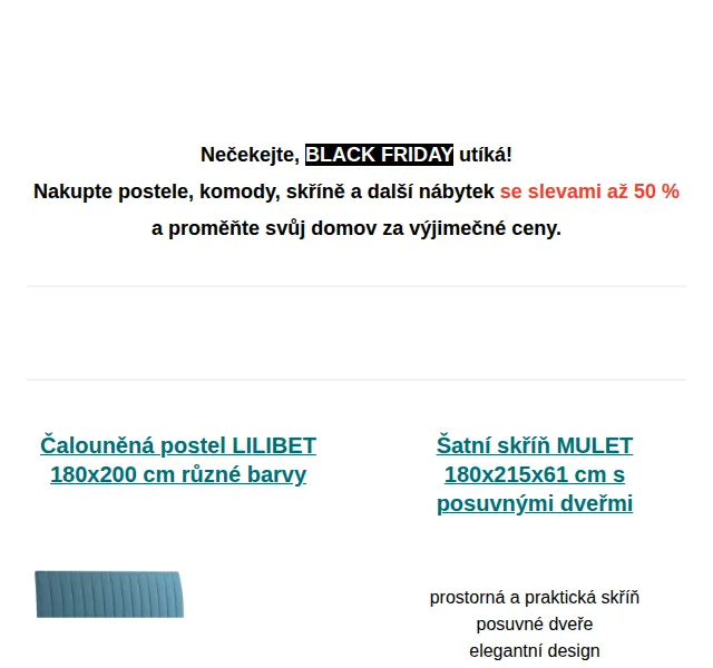 Postel.cz: Black Friday slevy až 57 % na nábytek – červen 2026 | Nuslet.cz