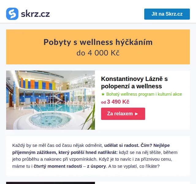 Vánoce na Skrz: wellness pobyty do 4 000 Kč – červen 2026 | Nuslet.cz