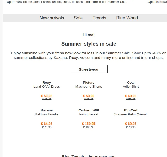 BLUE TOMATO: Summer Sale – sleva až 40 % na streetwear – červen 2026 | Nuslet.cz
