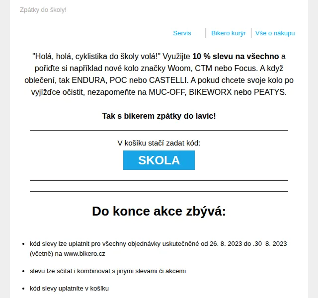 CzBikero: 10% sleva na vše (kolo Woom, CTM, Focus) – srpen 2026 | Nuslet.cz