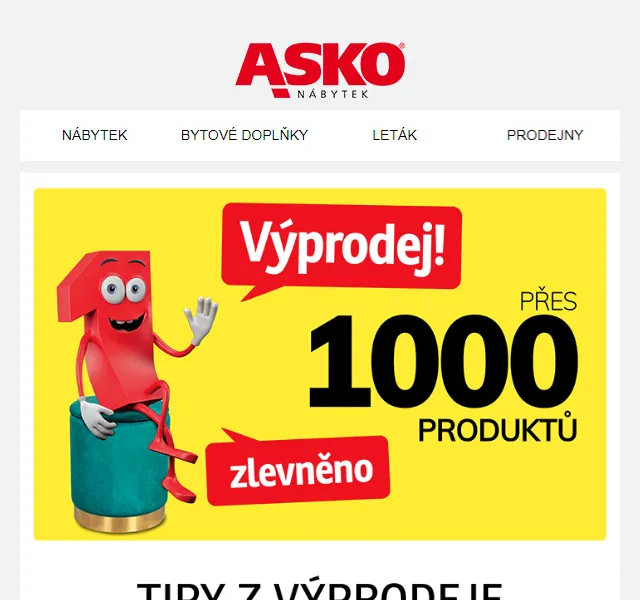 Asko Nábytek: Velký výprodej až 95 % skladem – červen 2026 | Nuslet.cz