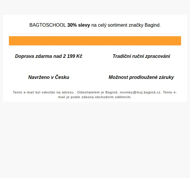 Bagind: sleva 30 % na celý sortiment – červen 2026 | Nuslet.cz