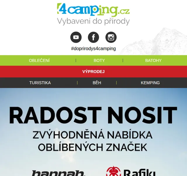 4camping.cz: Hannah, Osprey, Rafiki, Garmont – červen 2026 | Nuslet.cz