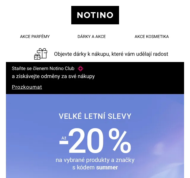 Notino: Parfémy, kosmetika až 20 % – srpen 2026
