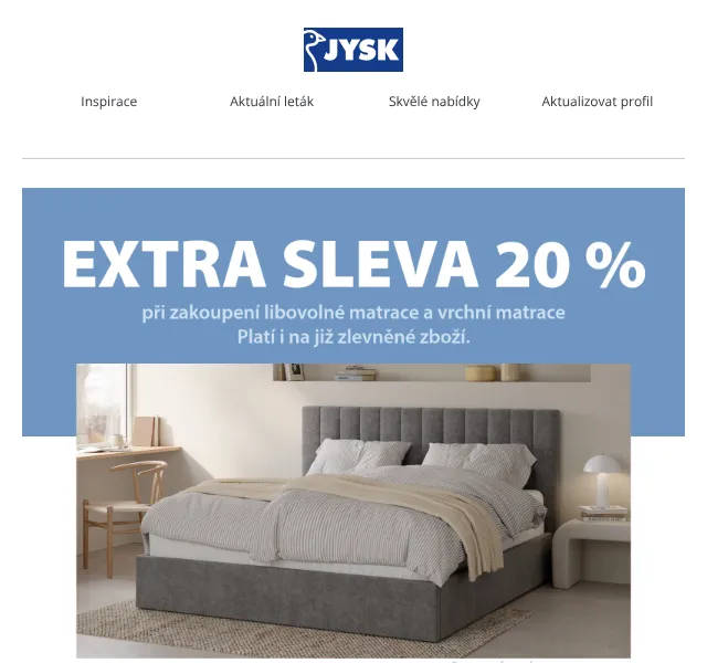 JYSK: sleva 20 % na matrace – květen 2026 | Nuslet.cz