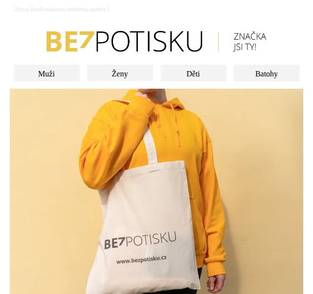 BezPotisku: Plátěná taška ZDARMA k nákupu nad 1200 Kč – červen 2026 | Nuslet.cz