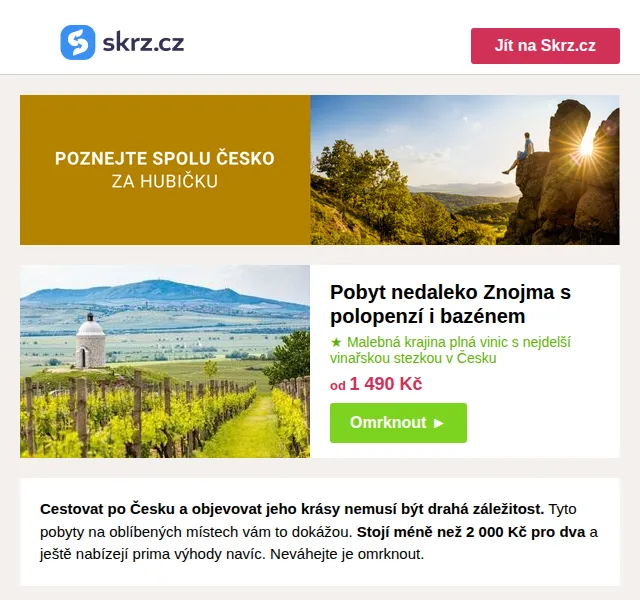Skrz.cz: Pobyty v Česku do 2 000 Kč pro dva – červen 2026 | Nuslet.cz