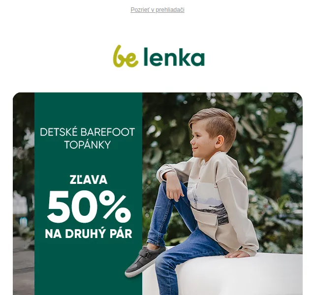 Be Lenka: 50% sleva na druhý pár dětských barefoot bot – červen 2026 | Nuslet.cz