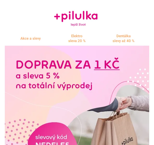 Pilulka.cz: Sleva 5 % v aplikaci a doprava za 1 Kč – červen 2026 | Nuslet.cz