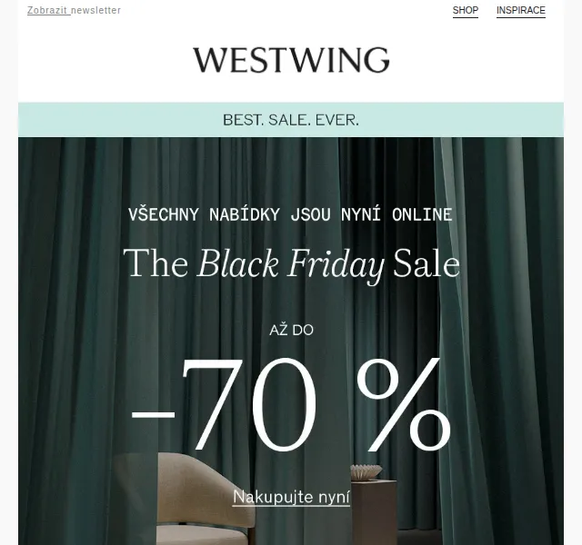 Westwing: Black Deals až -70 % na 9 000+ produktů – červen 2026 | Nuslet.cz