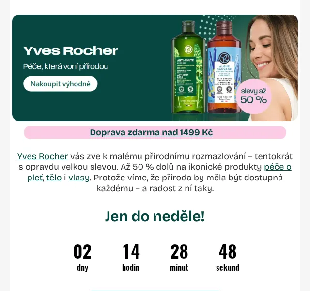 Pilulka.cz: Yves Rocher až 50 % – červenec 2026