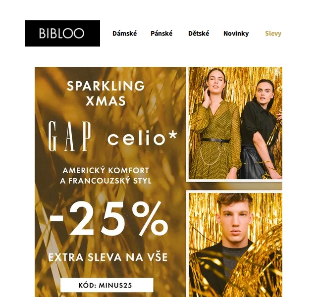 BIBLOO: 25% sleva na GAP a Celio – červen 2026 | Nuslet.cz