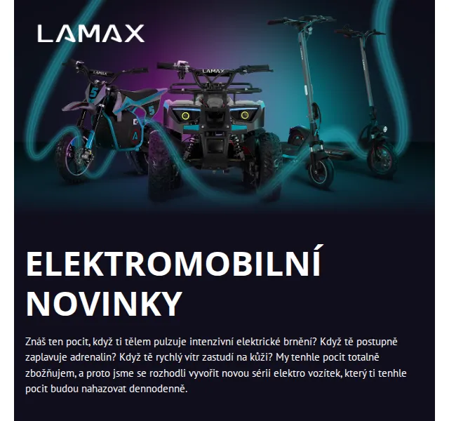 LAMAXshop.cz: Sleva 15 % na eRacer, eLander, eJumper – červenec 2026 | Nuslet.cz